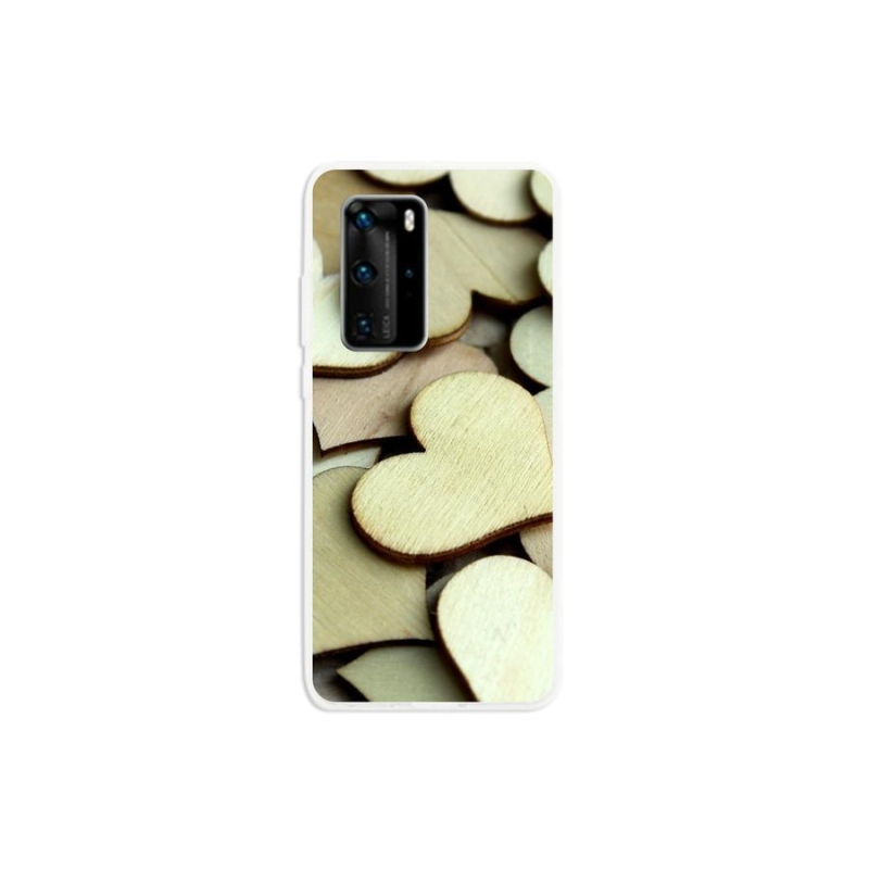 Gél borítás mmCase a Huawei P40 Pro számára - fából készült szívek
