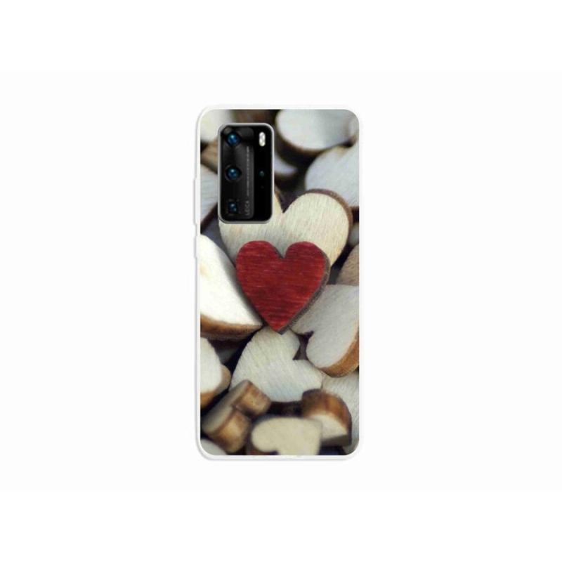 Gél borító mmCase mobiltelefonhoz Huawei P40 Pro - gravírozott piros szív