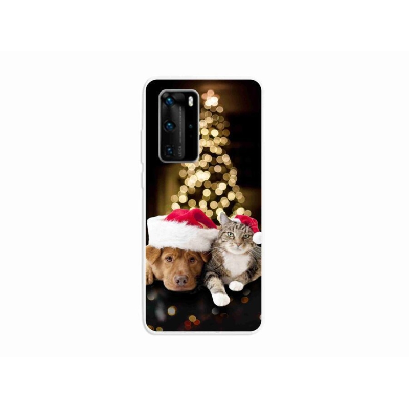 Gél borító mmCase mobil Huawei P40 Pro - Karácsonyi kutya és macska