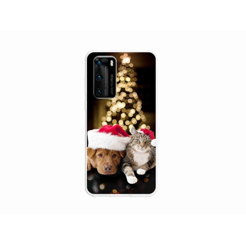 Gél borító mmCase mobil Huawei P40 - Karácsonyi kutya és macska