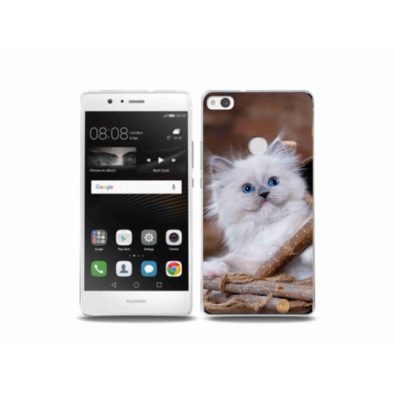 Gél borító mmCase a Huawei P9 Lite (2017) - fehér cica számára