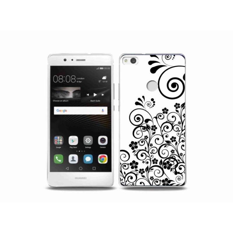 Gél borítás mmCase a Huawei P9 Lite (2017) készülékhez - fekete és fehér virágminták