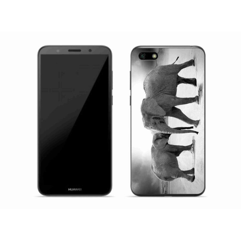 Gél borító mmCase a Huawei Y5 (2018) - fekete és fehér elefántokhoz