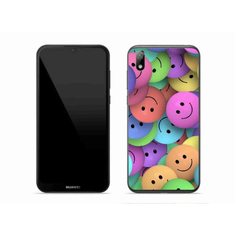 Gél borító mmCase a mobil Huawei Y5 (2019) - színes smiley-khoz