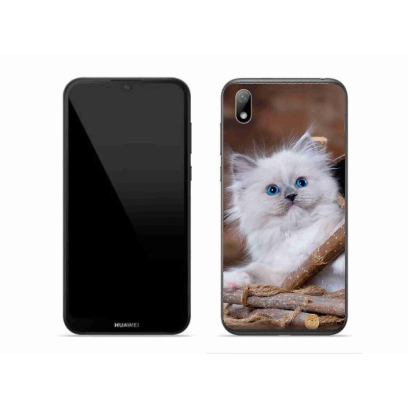 Gél borítás mmCase a Huawei Y5 (2019) - fehér cica számára