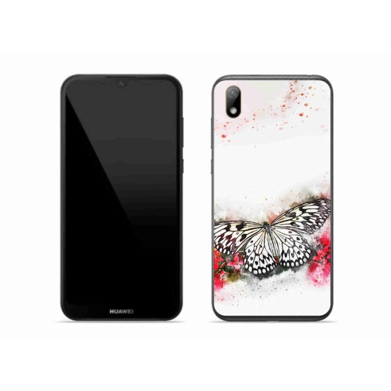 Gél borítás mmCase a Huawei Y5 (2019) - fekete-fehér pillangóhoz