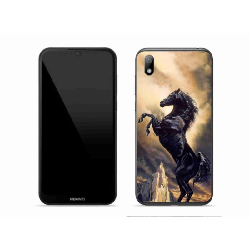 Gél borító mmCase a Huawei Y5 (2019) - fekete rajzfilm lóhoz