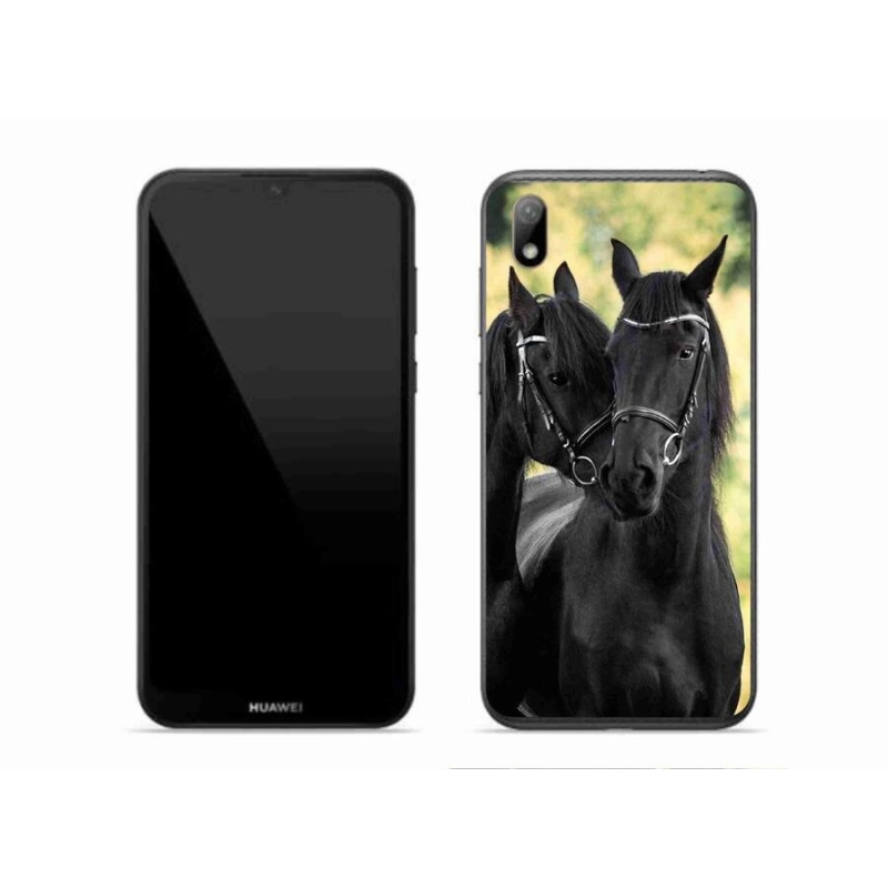Gél borító mmCase a Huawei Y5 (2019) - két fekete lóhoz