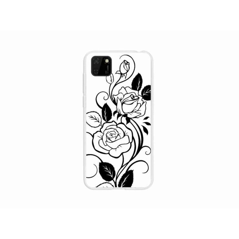 Gél borítás mmCase a Huawei Y5p-hez - fekete és fehér rózsa