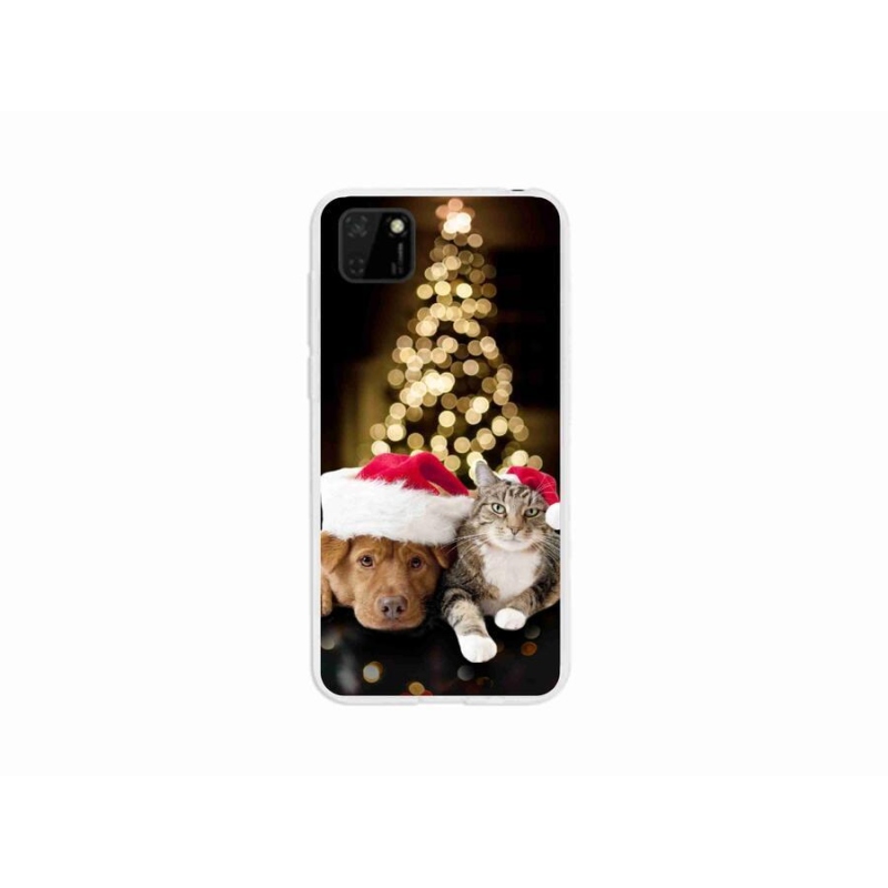 Gél borító mmCase a Huawei Y5p-hez - Karácsonyi kutya és macska