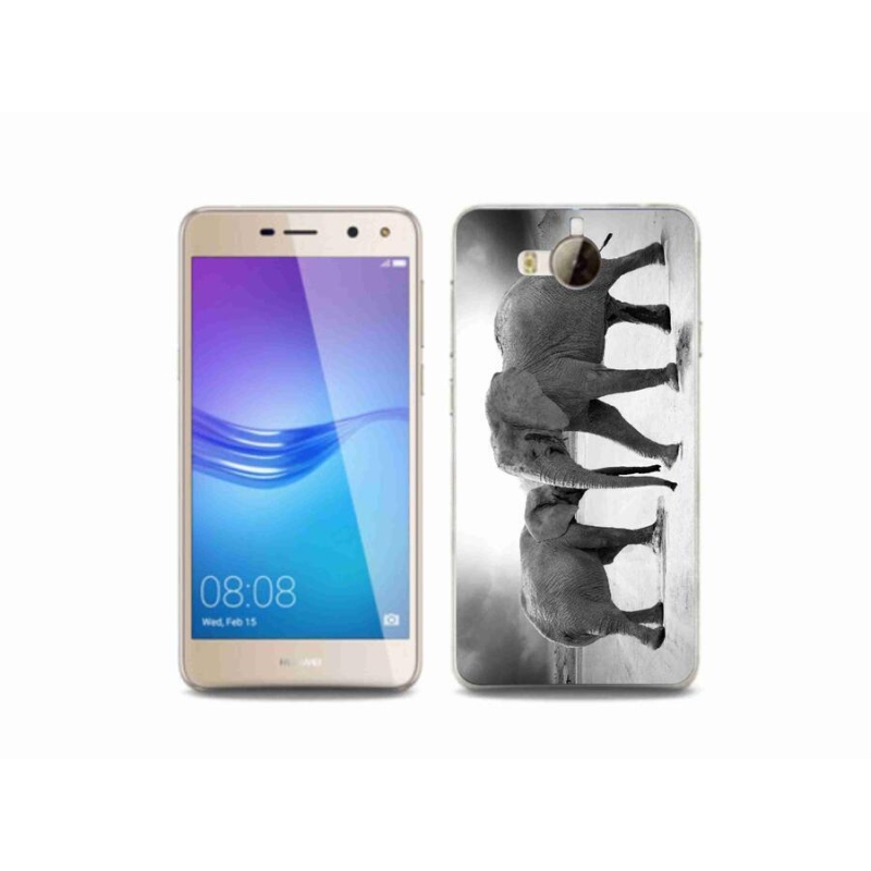 Gél borító mmCase a Huawei Y6 (2017) - fekete és fehér elefántokhoz