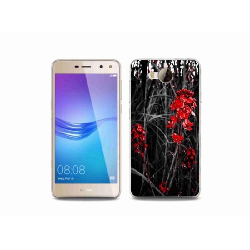 Gél borító mmCase a Huawei Y6 (2017) - piros növényhez