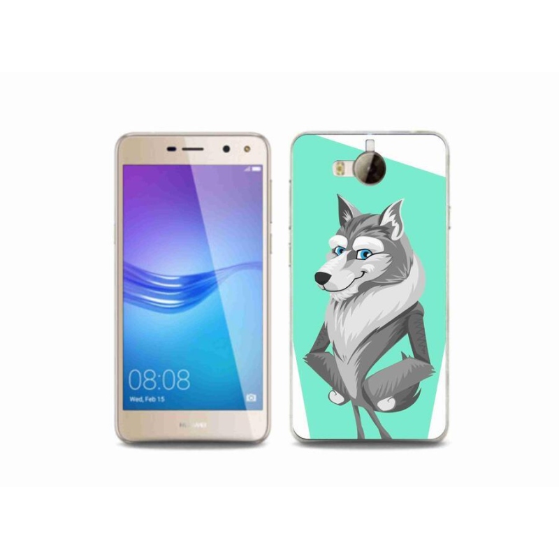 Gél borító mmCase a mobil Huawei Y6 (2017) - rajzfilm farkashoz