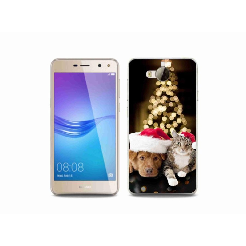 Gél borítás mmCase a Huawei Y6 (2017) - Karácsonyi kutya és macska