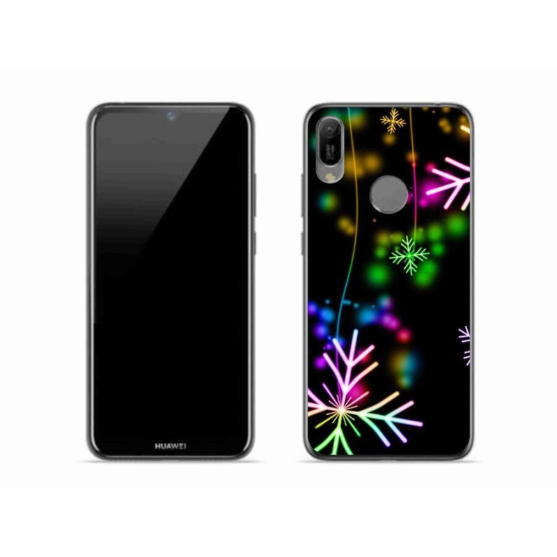 Gél borító mmCase a mobil Huawei Y6 (2019) - színes hópelyhekhez