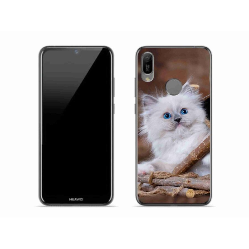 Gél borító mmCase a Huawei Y6 (2019) - fehér cica számára