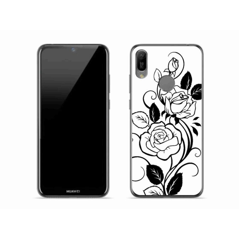 Gél borítás mmCase a Huawei Y6 (2019) - fekete és fehér rózsa