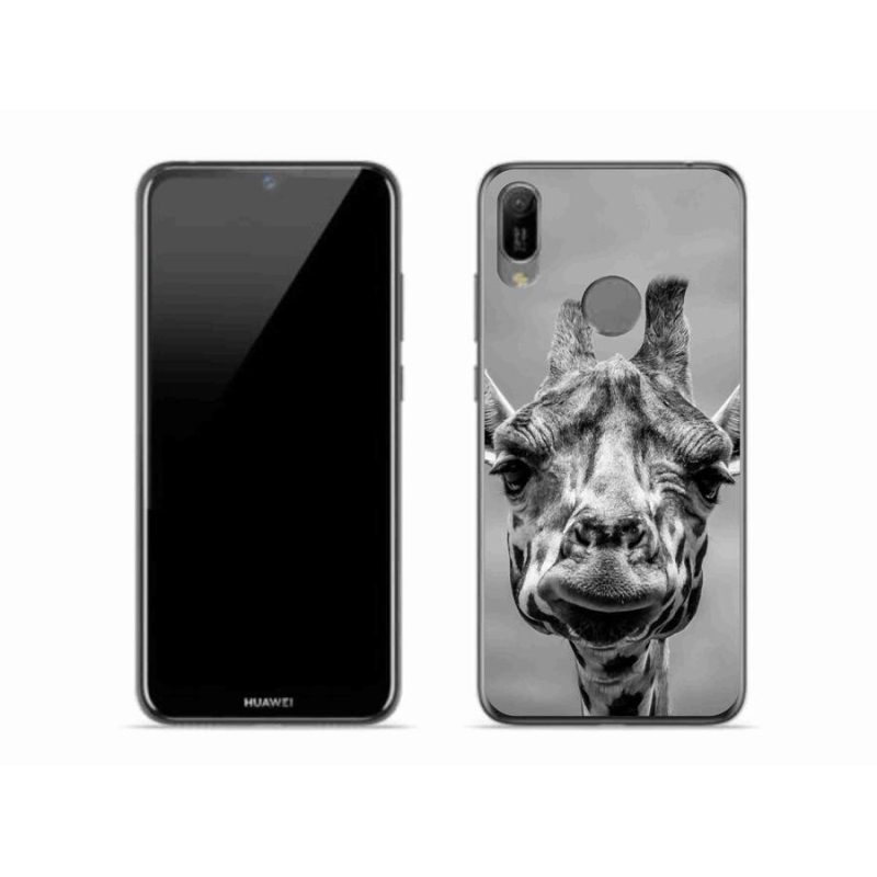 Gél borítás mmCase a Huawei Y6 (2019) - fekete-fehér zsiráfhoz