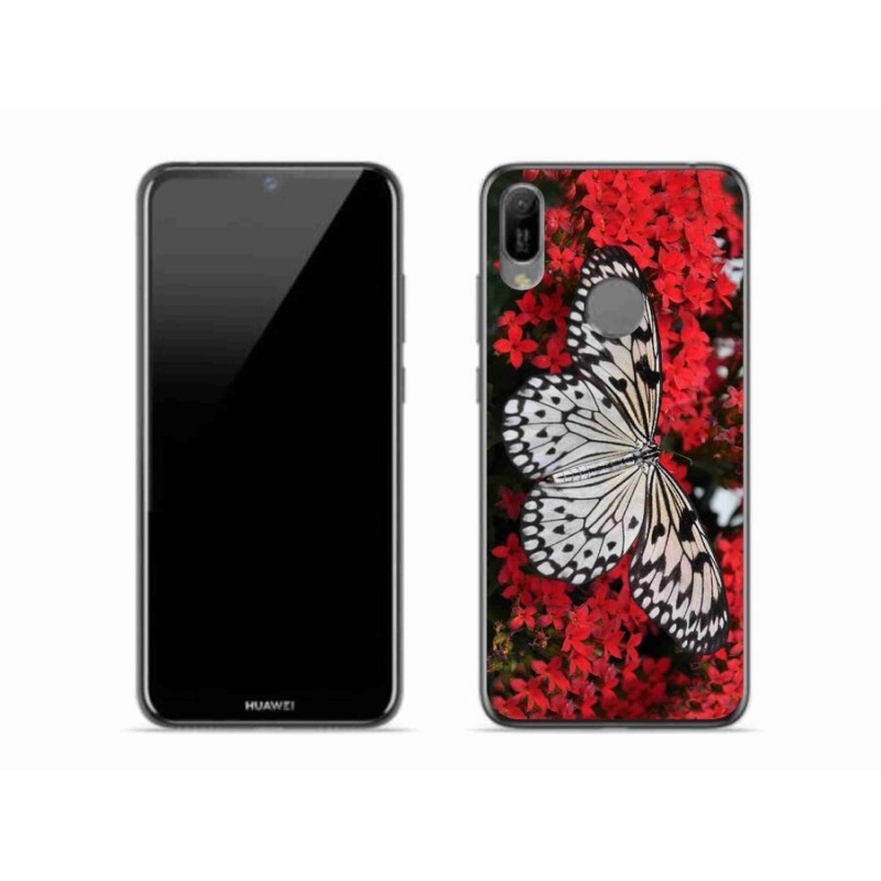 Gél borító mmCase a mobil Huawei Y6 (2019) - fekete-fehér pillangó 1