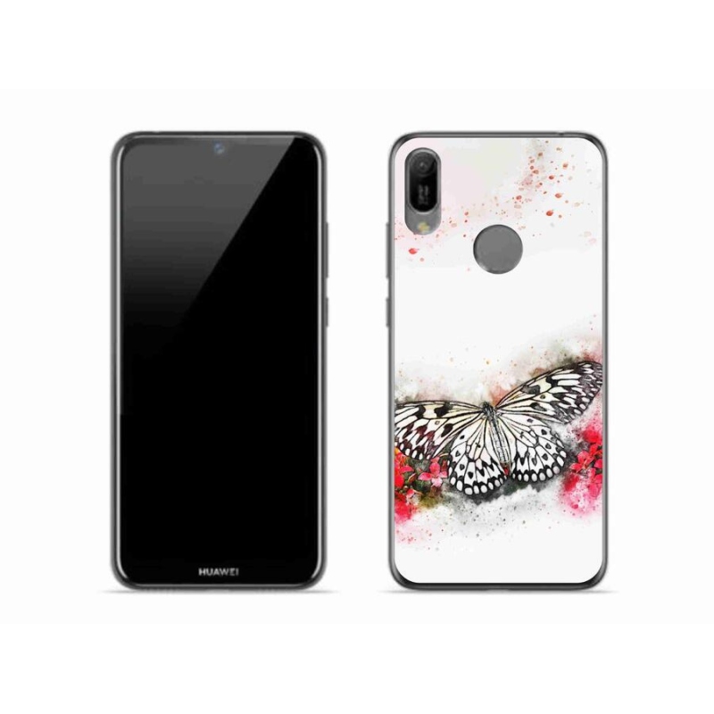 Gél borítás mmCase a Huawei Y6 (2019) - fekete-fehér pillangóhoz