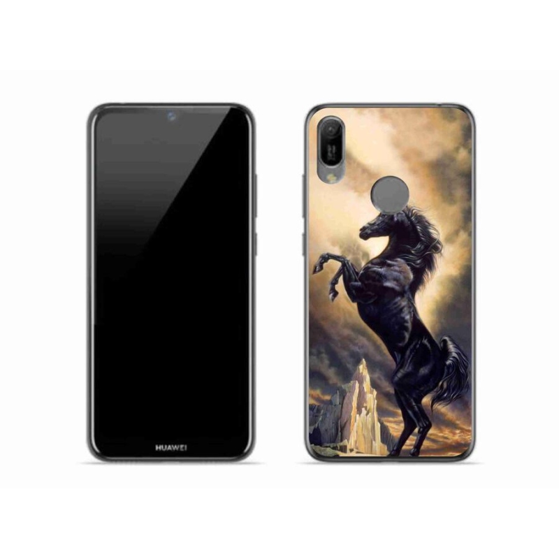Gél borító mmCase a Huawei Y6 (2019) - fekete rajzfilm lóhoz