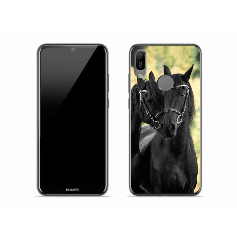 Gél borítás mmCase a Huawei Y6 (2019) - két fekete lóhoz