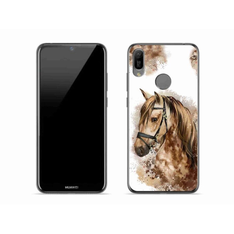 Gél borító mmCase a mobil Huawei Y6 (2019) - barna rajzfilm lóhoz