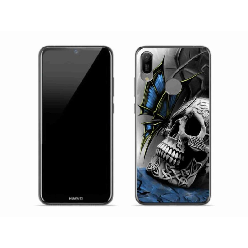 Gél borító mmCase a mobil Huawei Y6 (2019) - pillangó és koponya számára