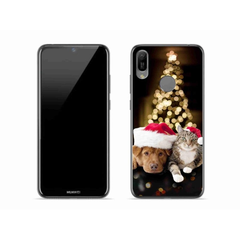 Gél borítás mmCase a Huawei Y6 (2019) - Karácsonyi kutya és macska