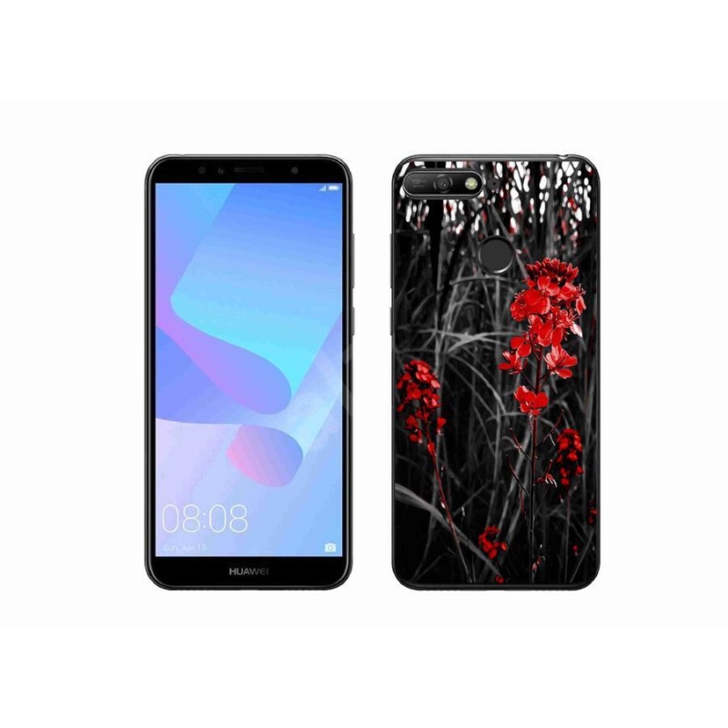 Gél borítás mmCase a Huawei Y6 Prime (2018) - piros növényhez