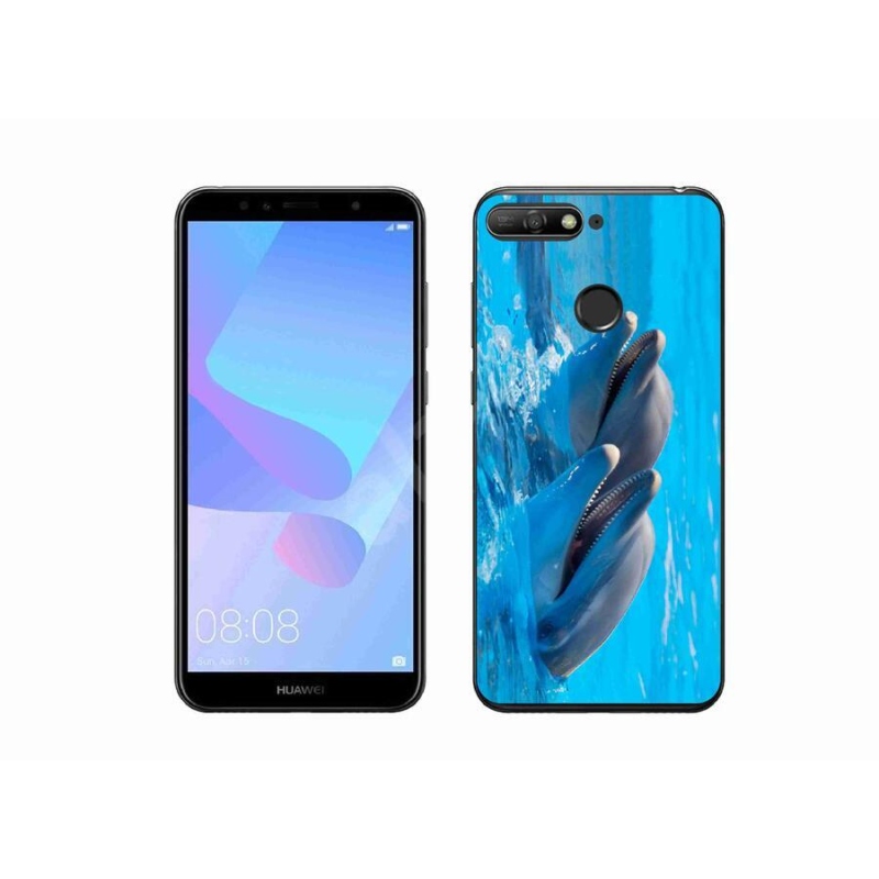 Gél borító mmCase a mobil Huawei Y6 Prime (2018) - delfinek számára