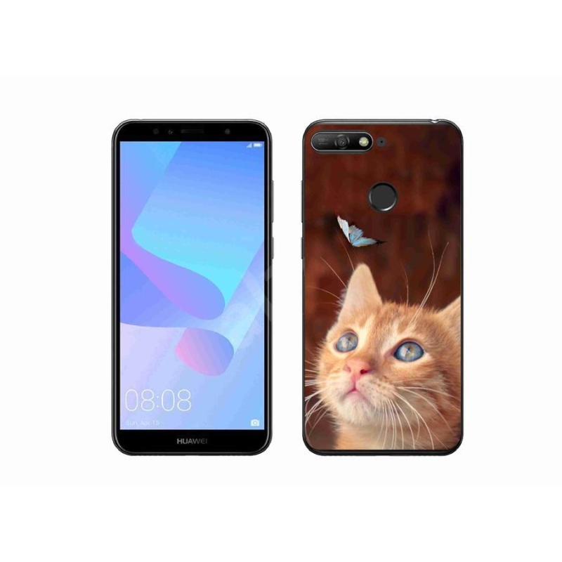 Gél borító mmCase a mobil Huawei Y6 Prime (2018) - pillangó és cica számára