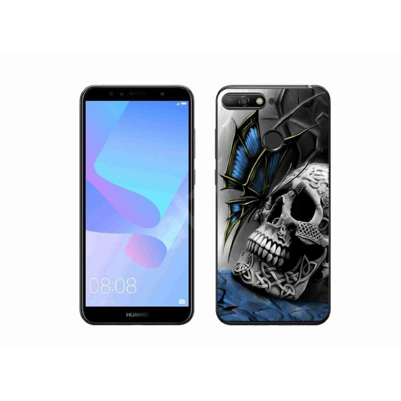 Gél borítás mmCase a Huawei Y6 Prime (2018) - pillangó és koponya számára