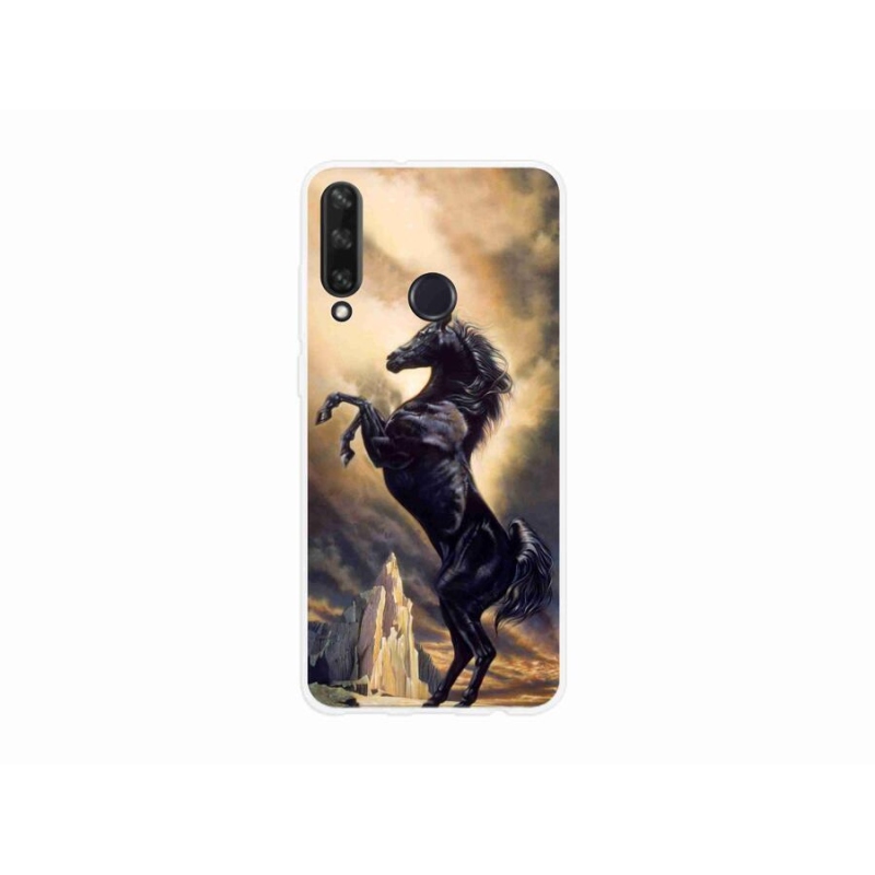 Gél borító mmCase a Huawei Y6p-hez - fekete rajzfilm ló