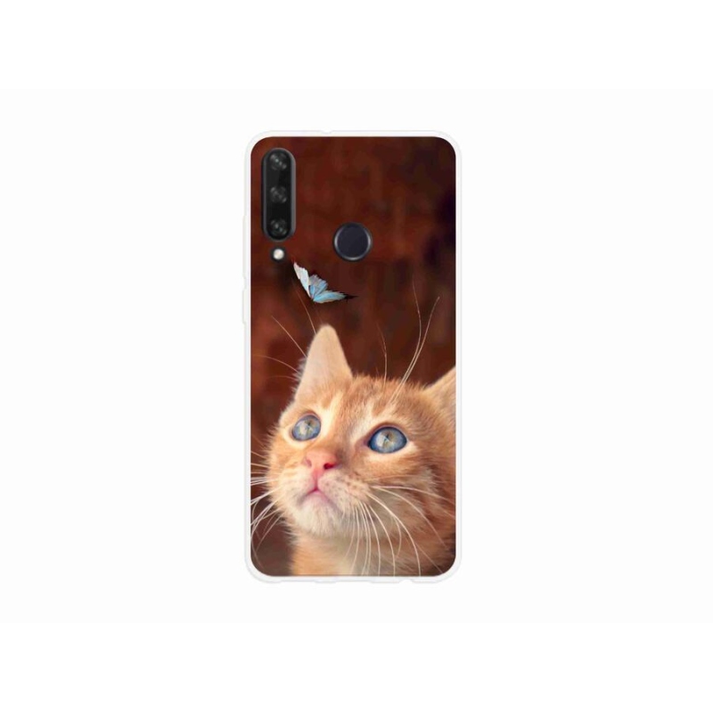 Gél borító mmCase a mobil Huawei Y6p - pillangó és cica - mobiltelefonhoz