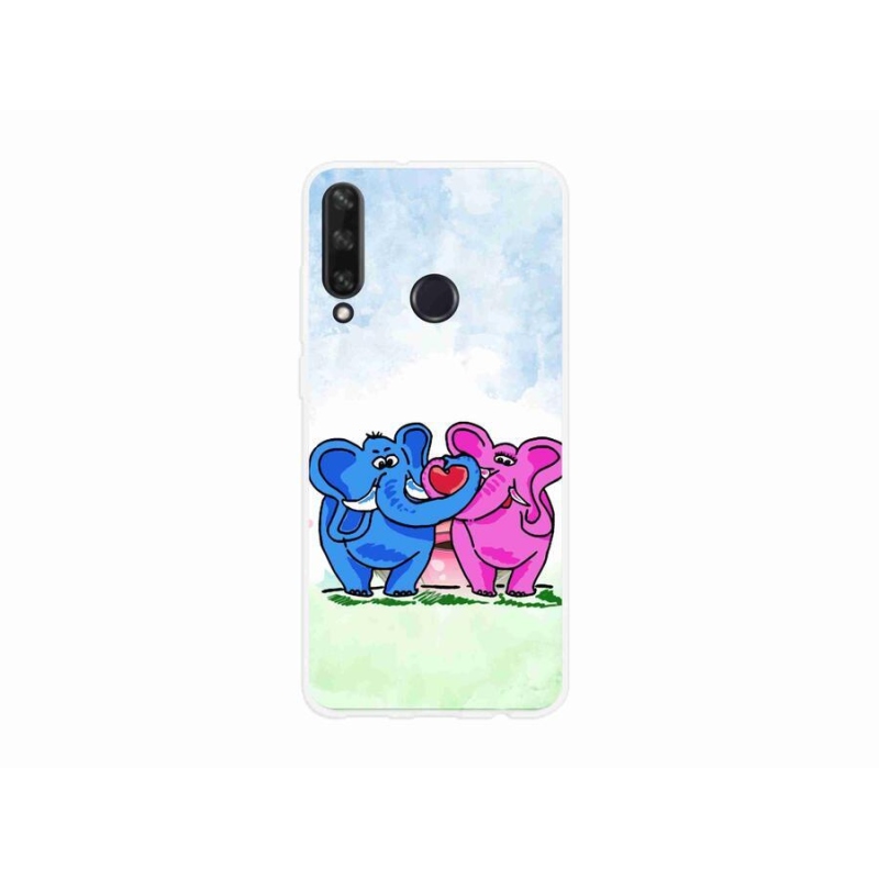 Gél borító mmCase a mobil Huawei Y6p - szerelmes elefántokhoz