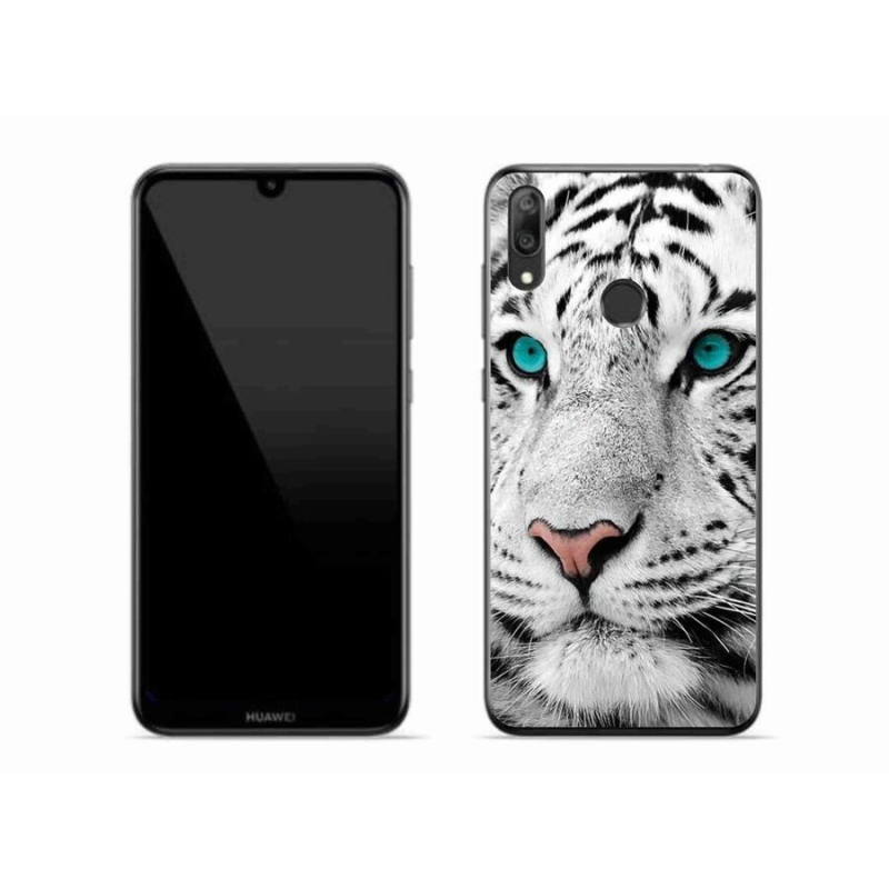 Gél borító mmCase a Huawei Y7 (2019) - fehér tigrishez