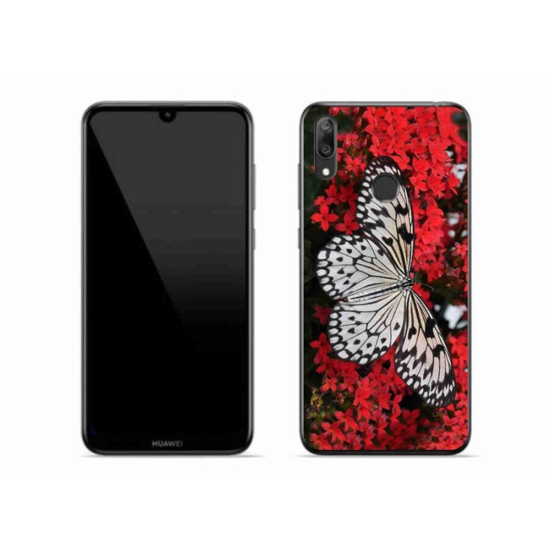 Gél borítás mmCase a Huawei Y7 (2019) - fekete és fehér pillangó 1