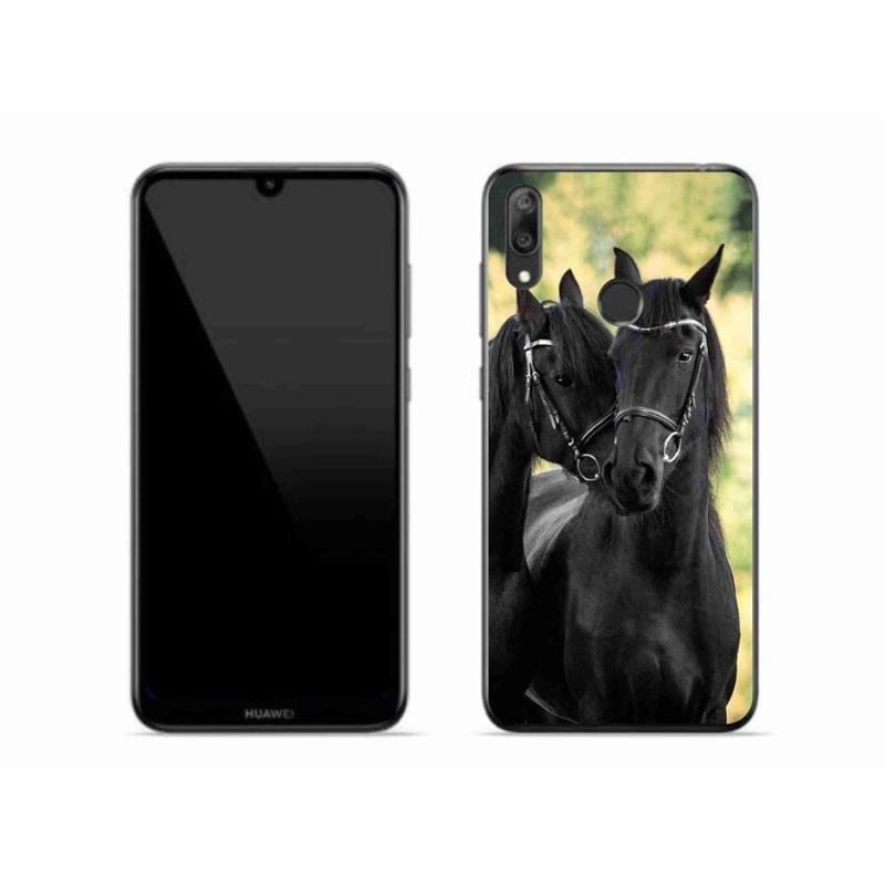 Gél borító mmCase a Huawei Y7 (2019) - két fekete lóhoz
