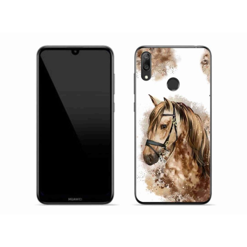 Gél borító mmCase a Huawei Y7 (2019) - barna rajzfilm lóhoz