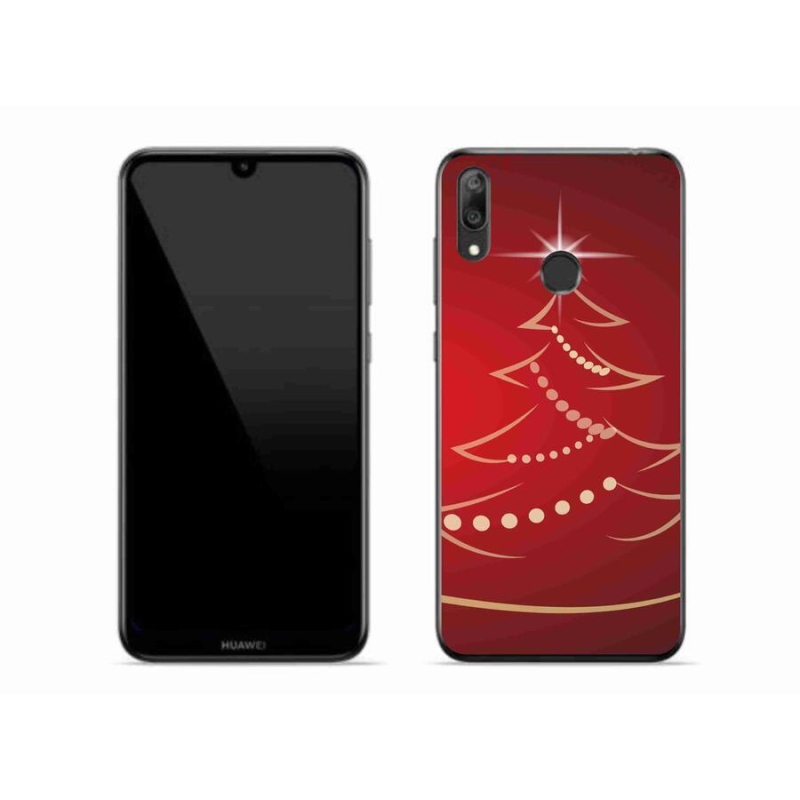 Gél borító mmCase a Huawei Y7 (2019) - karácsonyfa karikatúra számára