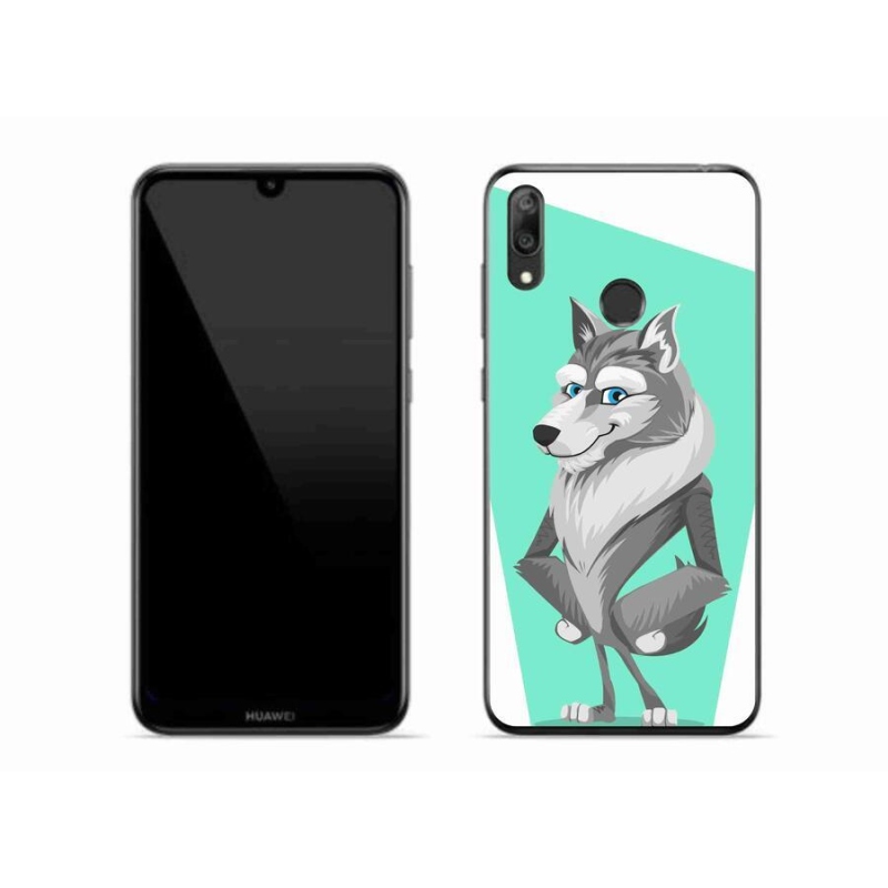 Gél borító mmCase a mobil Huawei Y7 (2019) - rajzfilm farkashoz
