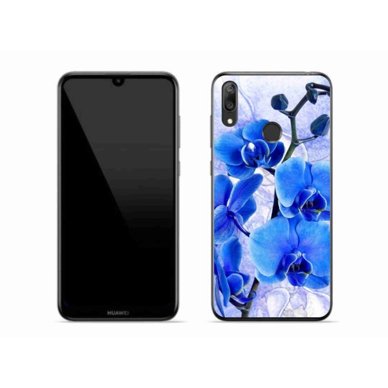 Gél borító mmCase a Huawei Y7 (2019) - kék virágokhoz