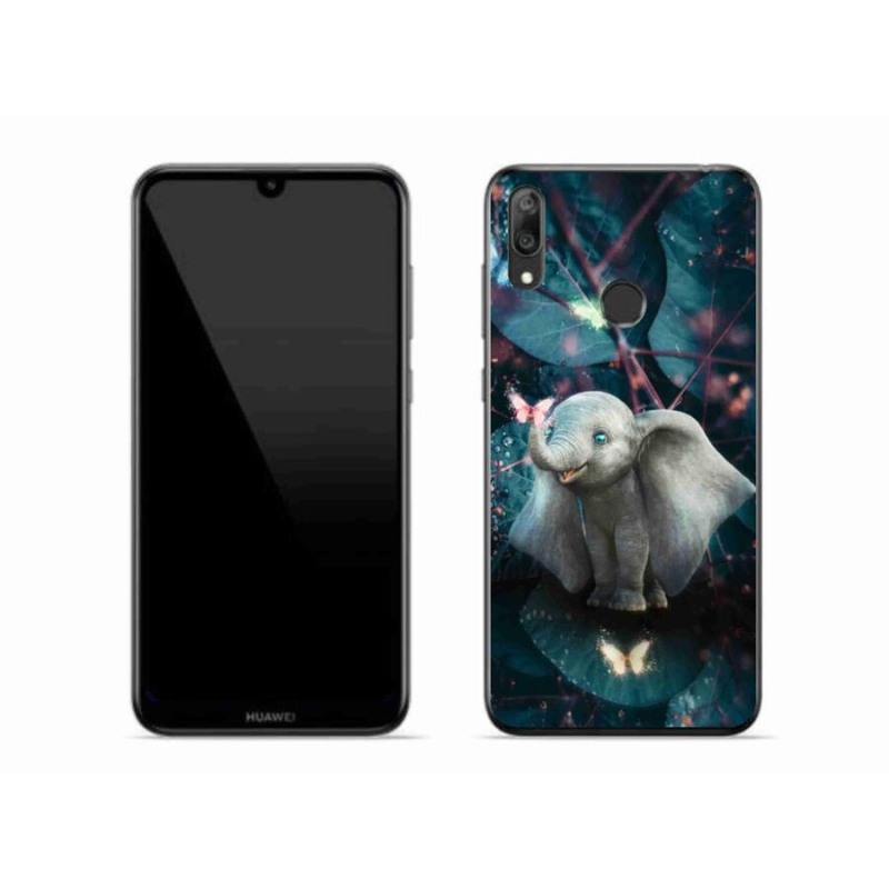 Gél borító mmCase a mobil Huawei Y7 (2019) - aranyos elefánthoz