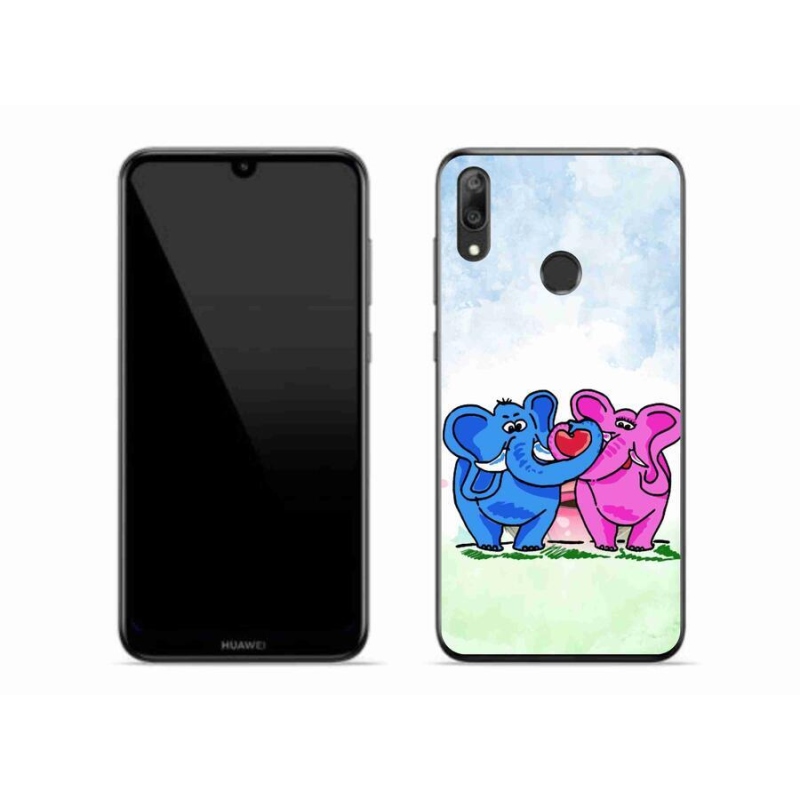 Gél borítás mmCase a mobil Huawei Y7 (2019) - szerelmes elefántok