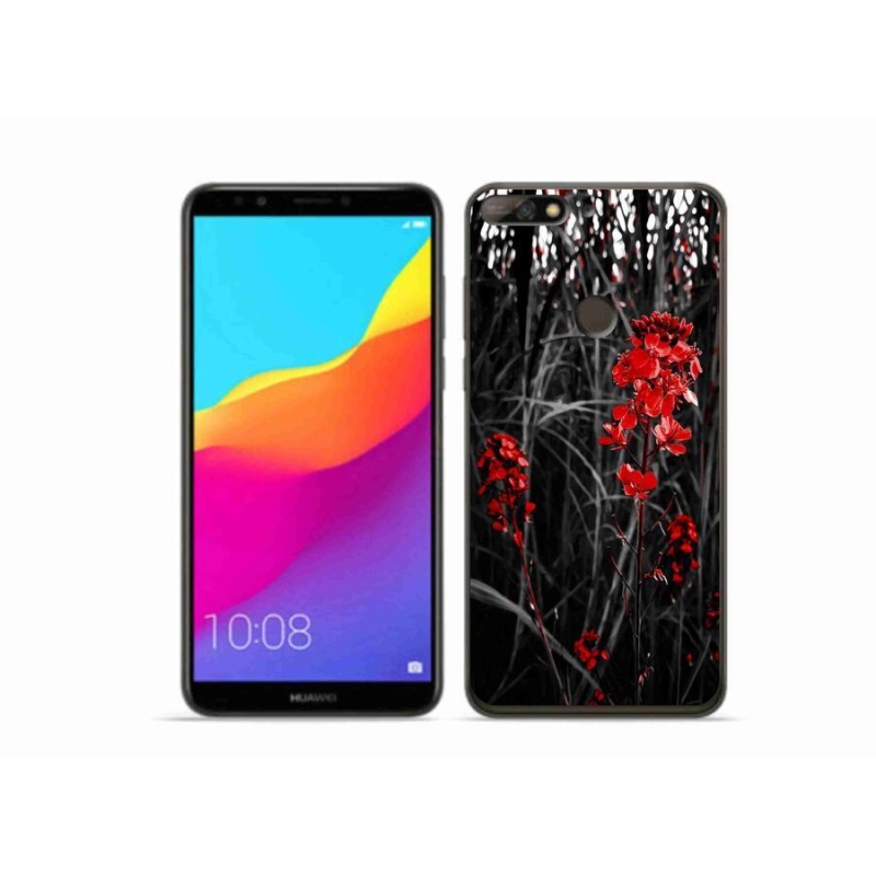 Gél borítás mmCase a Huawei Y7 Prime (2018) - piros növényhez