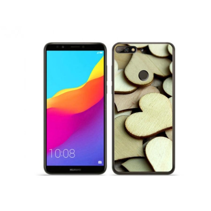 Gél borítás mmCase a Huawei Y7 Prime (2018) számára - fából készült szívek
