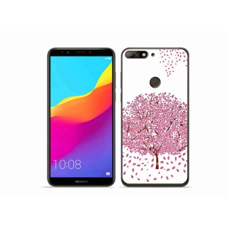 Gél borító mmCase a mobil Huawei Y7 Prime (2018) - rajzfilmfa levelekkel