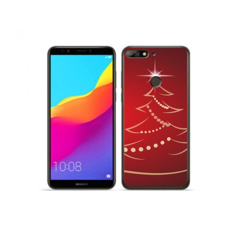 Gél borító mmCase a Huawei Y7 Prime (2018) - karácsonyfa karikatúra számára