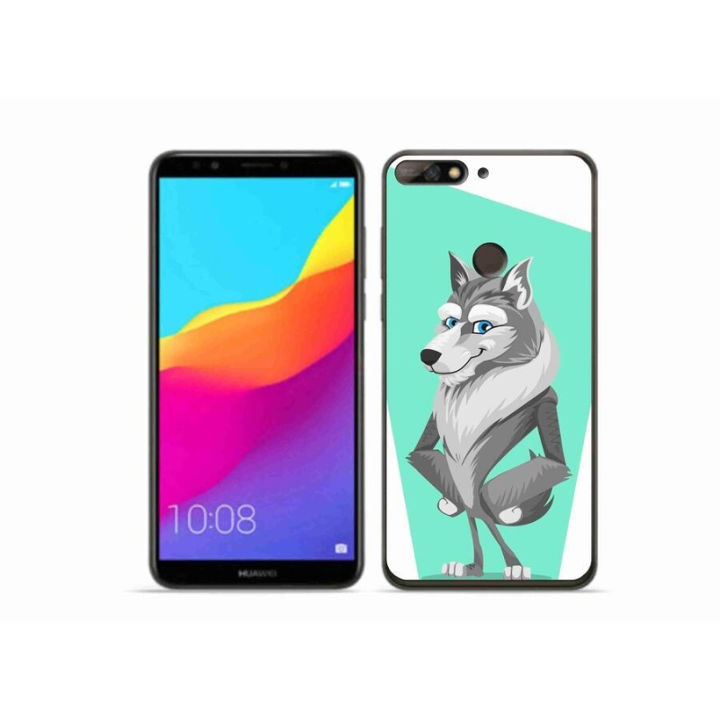 Gél borítás mmCase a Huawei Y7 Prime (2018) - rajzfilm farkashoz